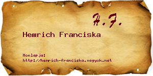 Hemrich Franciska névjegykártya